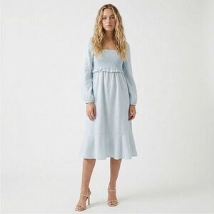 7 for All Mankind Smocked Linen Nap Dress